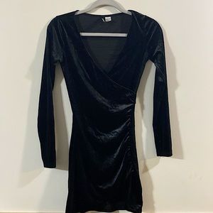 Black velvet mini dress